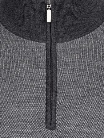 Джемпер, на молнии, стойка, с заплат. на рукав. (401, Серый, 58 - 3XL)