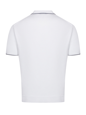 Поло , SF, однотонное, короткий рукав (140, Белый/Т-синий, 58-3XL  рукав 22 см)