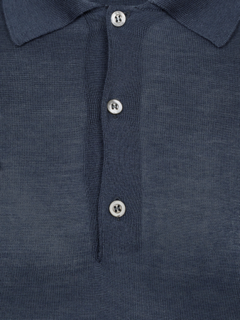 Поло, на пуговицах, длин. рукав (4030, Темно-синий, 60 - 4XL)