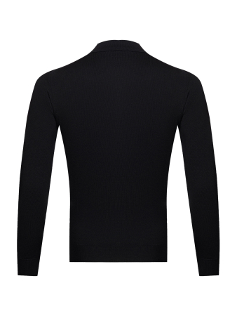 Поло на пугов., однотон., дл/рук. (002, Черный, 46 - XS)