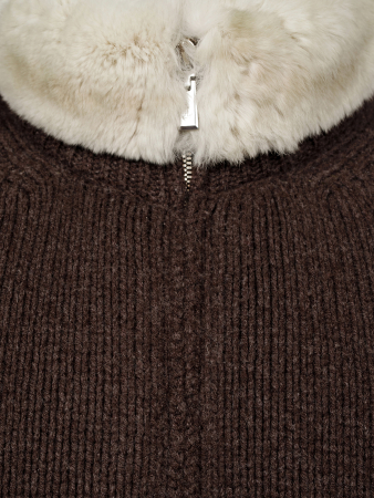 Куртка, Schiatti, трикотажная, мех, стойка, отделка Крокодил (3586/3700, Коричневый, 54 - XL)