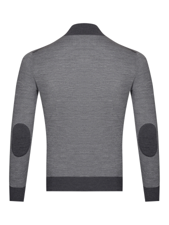 Джемпер, на молнии, стойка, с заплат. на рукав. (401, Серый, 58 - 3XL)