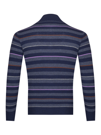Джемпер, стойка, молния, в полоску (084, Темно -синий , 60 - 4XL)