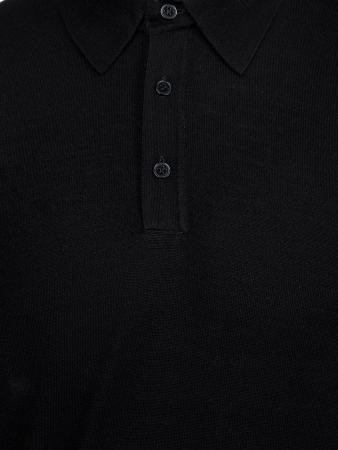 Поло, на пуговицах,  длин.рук. (00005, Черный, 58 - 3XL     )