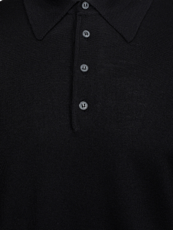 Поло на пугов., однотон., дл/рук. (002, Черный, 46 - XS)