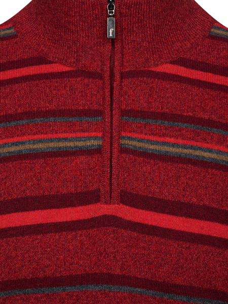 Джемпер, стойка, молния, в полоску (521, Вишня, 48 - S )