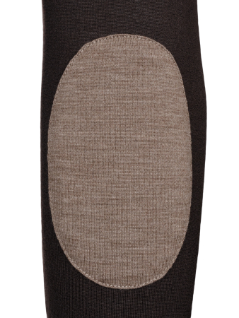 Джемпер, круглый вырез, заплат. на рук. (427, Темно-коричневый, 60 - 4XL)