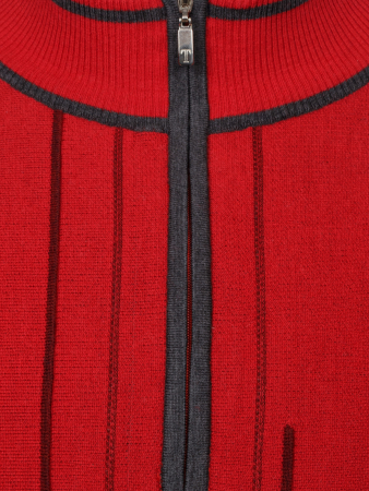 Джемпер, стойка, на молнии, длин. рук., в полоску (00204, Красный, 58 - 3XL     )