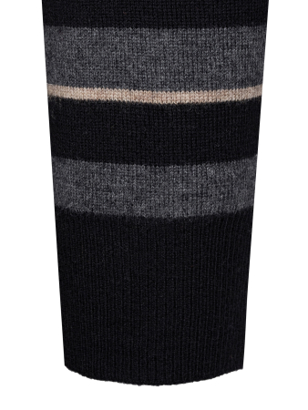 Джемпер, стойка, молния, в полоску (087, Черный, 50 - M)