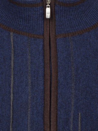 Джемпер, стойка, на молнии, длин. рук., в полоску (00206, Темно-синий, 62 - 5XL)